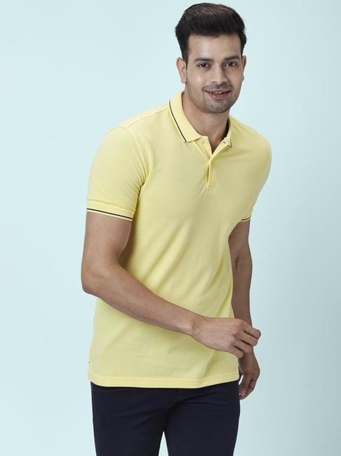 byford by pantaloons light yellow regular fit polo t-shirt