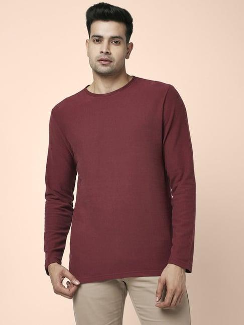 byford by pantaloons maroon slim fit t-shirt