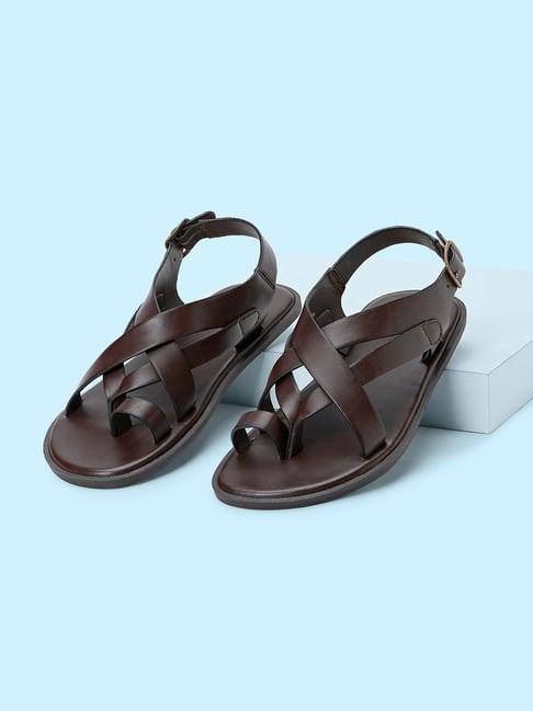 byford by pantaloons men's brown back strap sandals