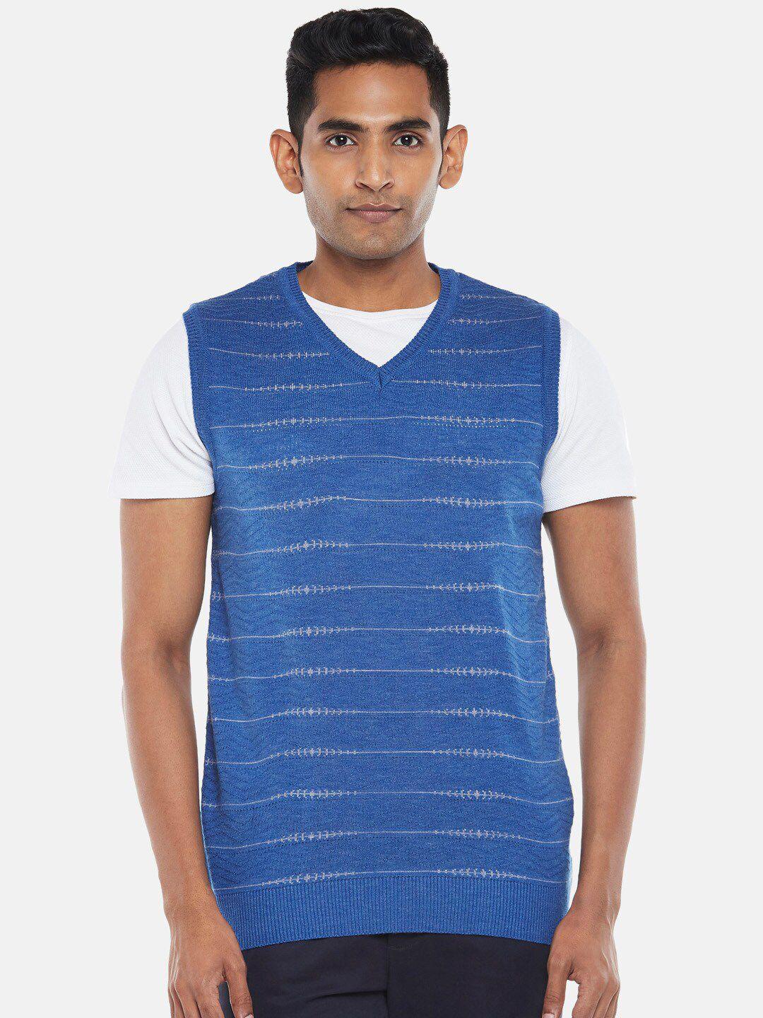 byford by pantaloons men blue striped longline sweater vest