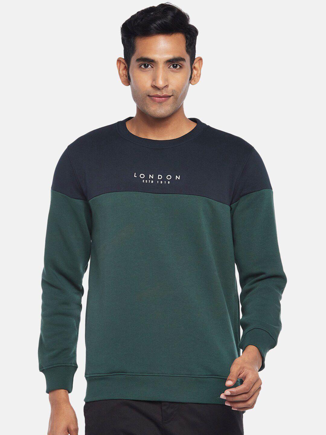 byford by pantaloons men green colourblocked sweatshirt