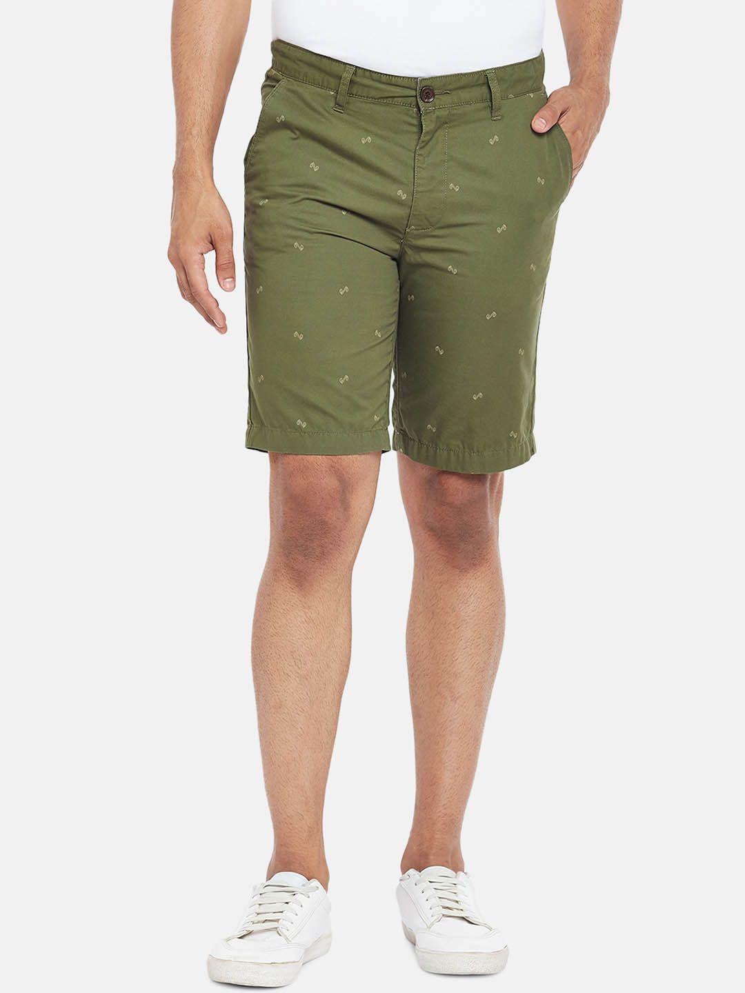 byford by pantaloons men green conversational printed slim fit low-rise regular shorts