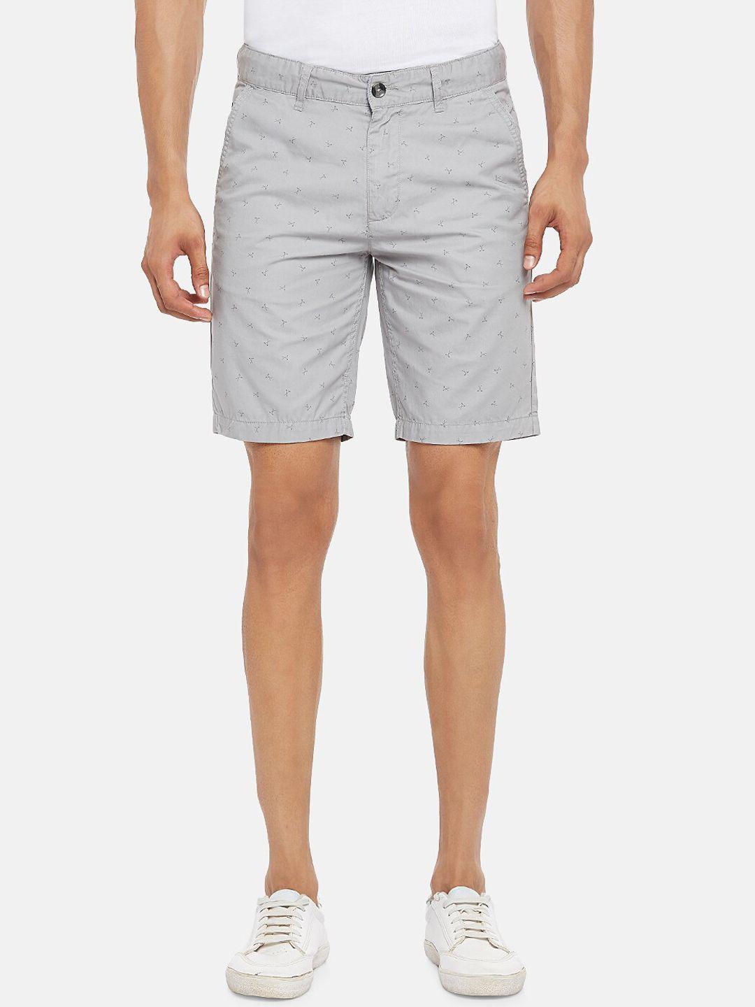 byford by pantaloons men grey conversational printed slim fit low-rise regular shorts