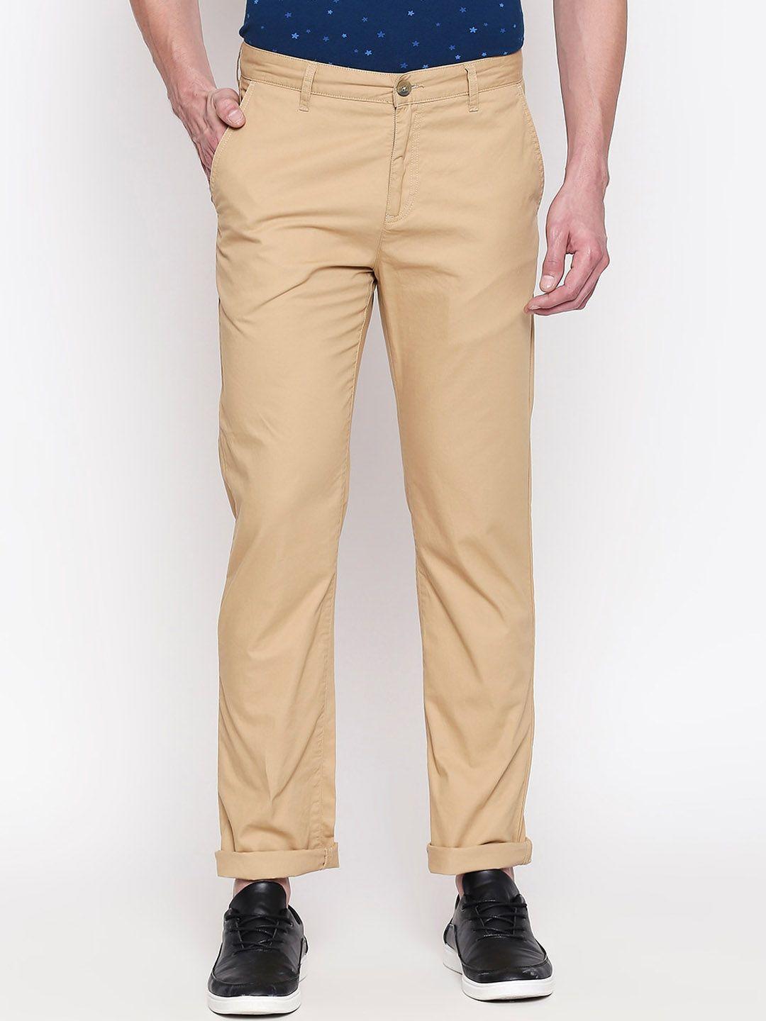 byford by pantaloons men khaki regular fit solid regular trousers