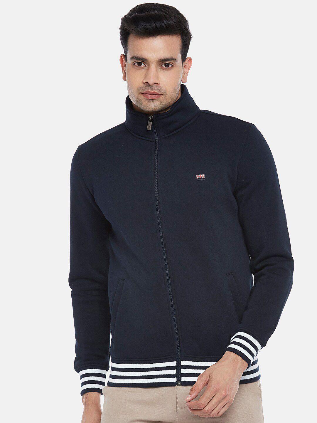 byford by pantaloons men navy blue front-open sweatshirt