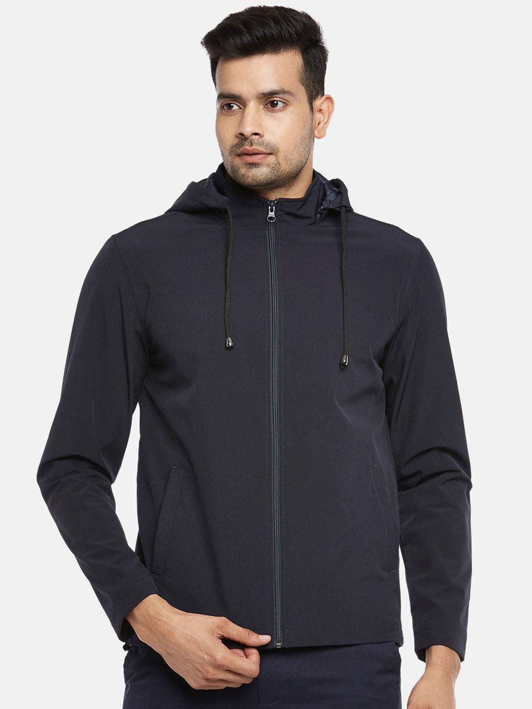 byford by pantaloons men navy blue hooded sporty jacket