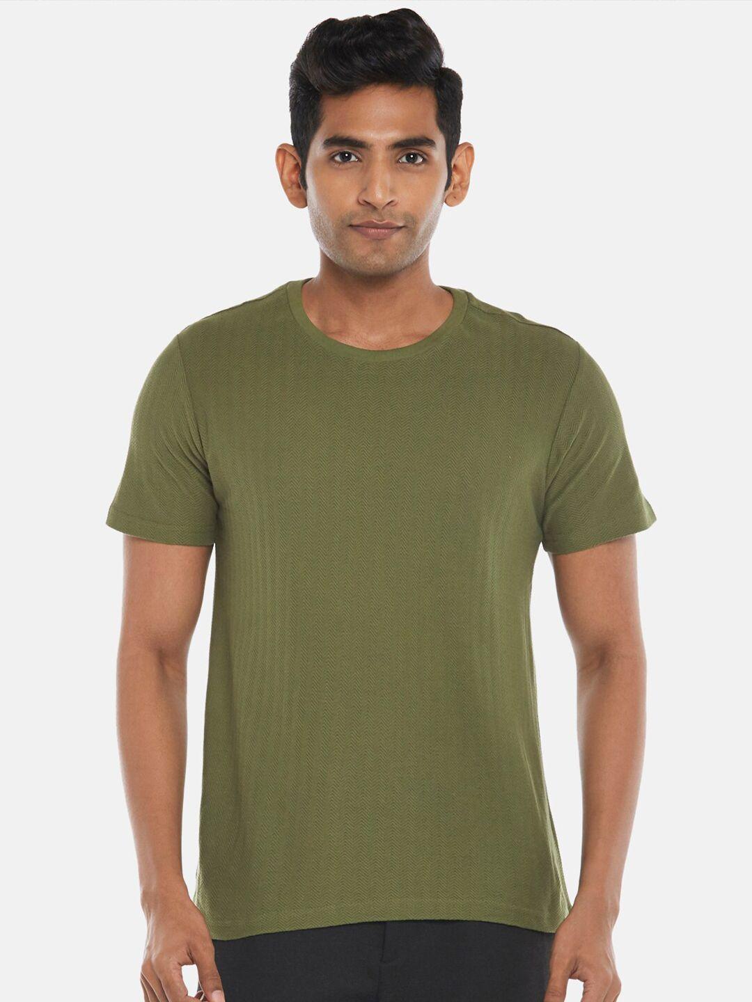 byford by pantaloons men olive green raw edge slim fit t-shirt