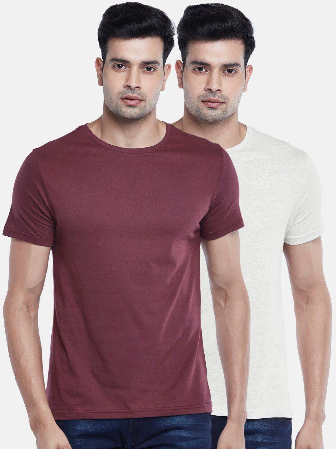 byford by pantaloons men pack of 2 solid cotton t-shirt