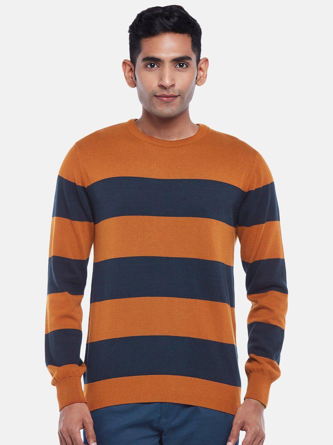 byford by pantaloons men rust & blue striped pullover