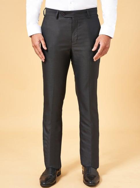 byford by pantaloons mid black slim fit trousers