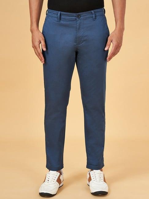 byford by pantaloons midnight blue slim fit trousers