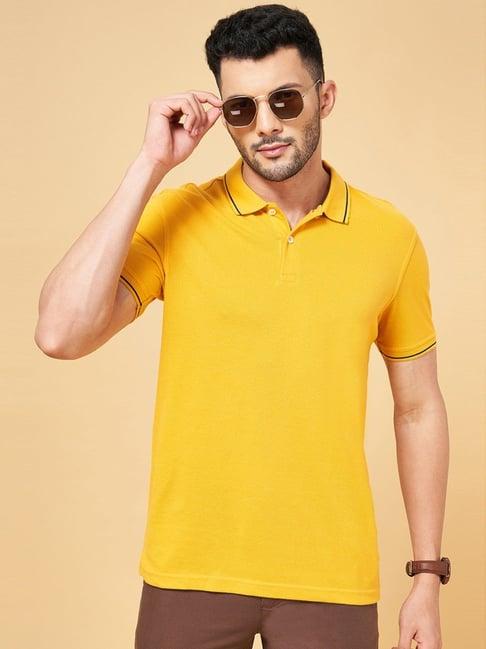 byford by pantaloons mustard regular fit polo t-shirt