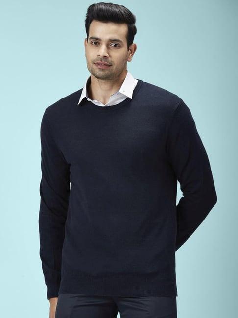 byford by pantaloons navy cotton regular fit sweaters