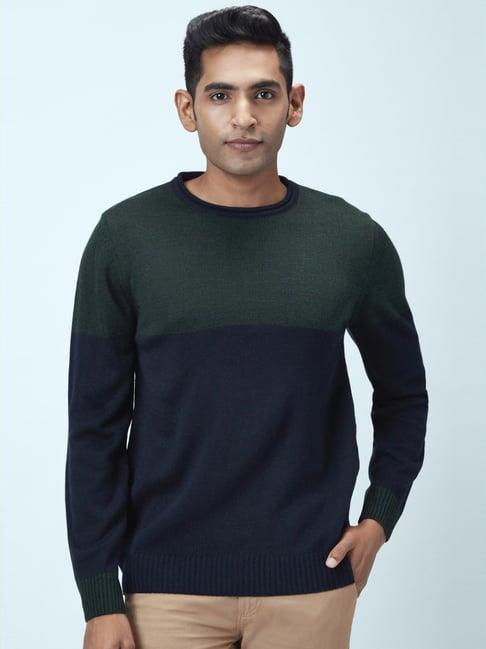 byford by pantaloons navy regular fit colour block sweaters