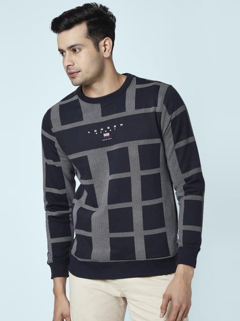 byford by pantaloons navy regular fit printed sweatshirt