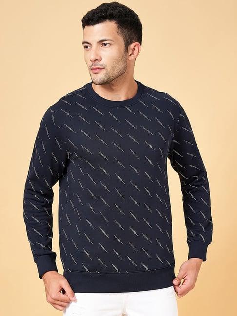 byford by pantaloons navy slim fit printed sweatshirt