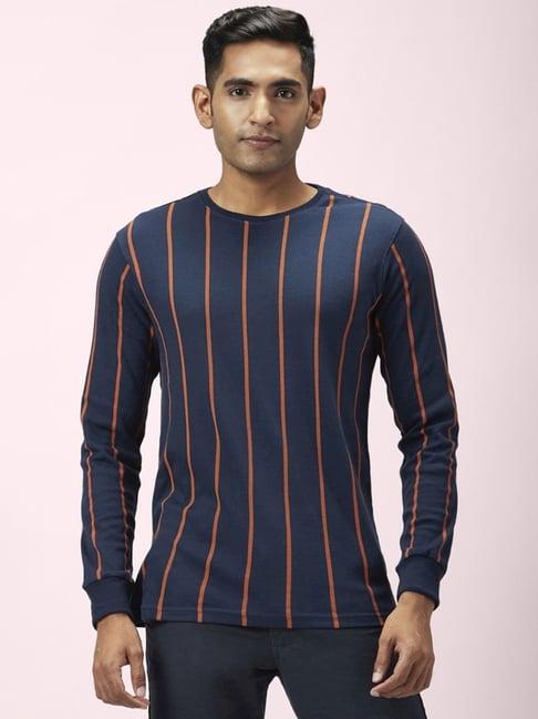 byford by pantaloons navy slim fit striped t-shirt