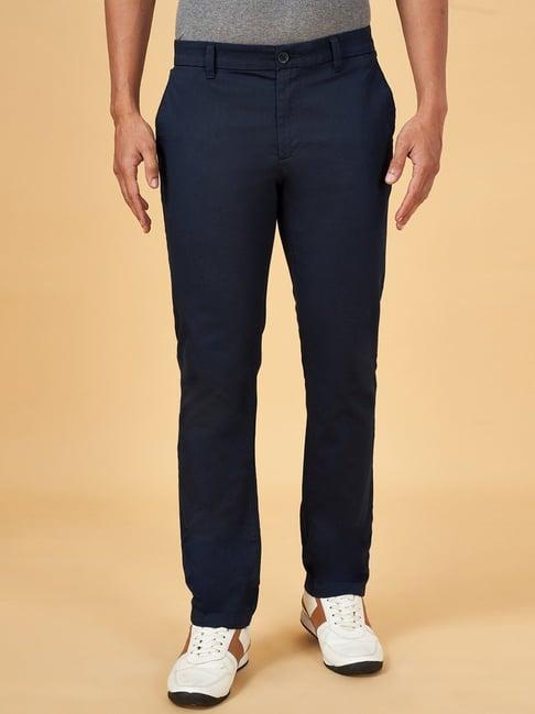 byford by pantaloons navy slim fit trousers