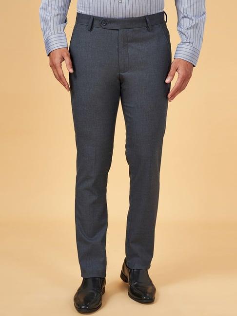 byford by pantaloons navy slim fit trousers