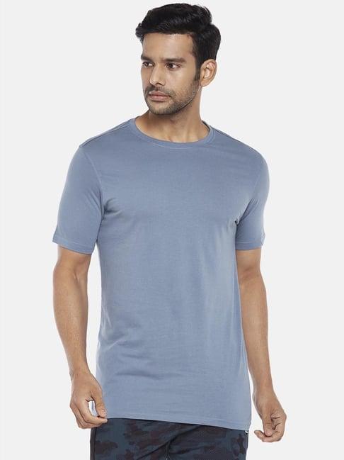 byford by pantaloons nile blue cotton straight fit t-shirt