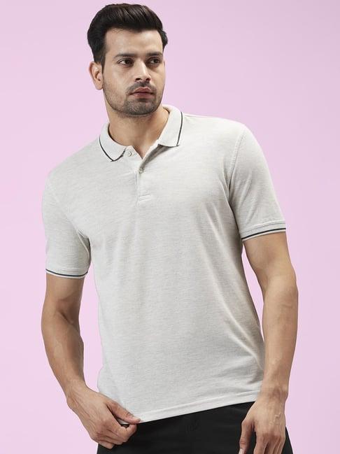 byford by pantaloons oat melange regular fit polo t-shirt