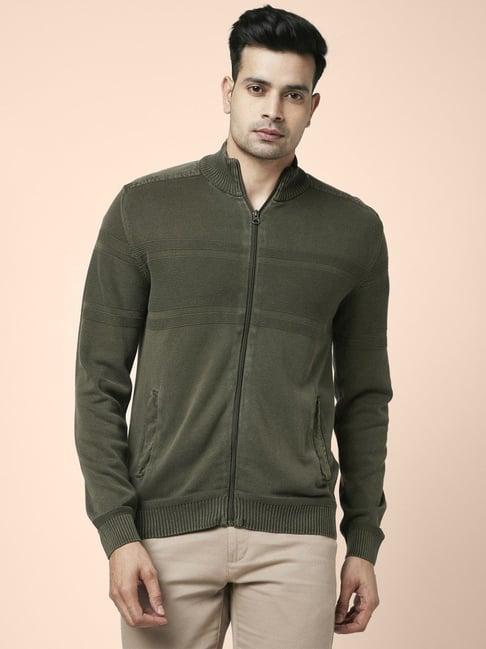 byford by pantaloons olive cotton regular fit sweaters