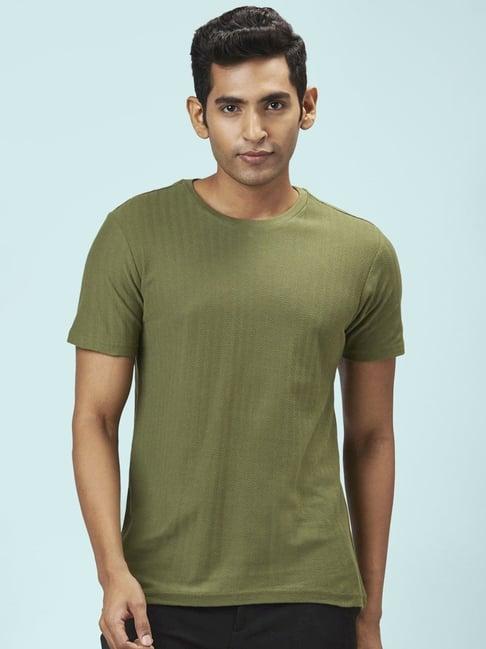 byford by pantaloons olive cotton slim fit t-shirt