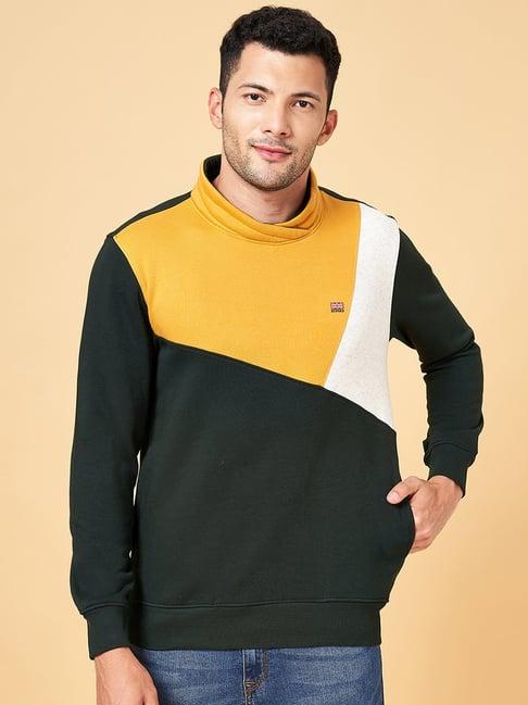 byford by pantaloons olive slim fit colour block sweatshirt
