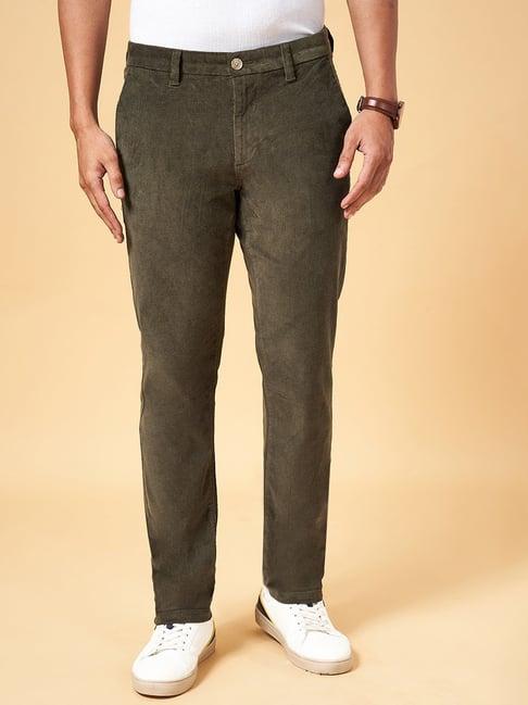 byford by pantaloons olive slim fit trousers