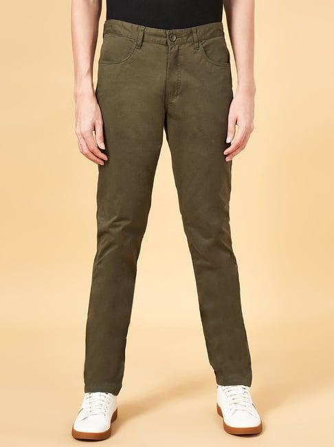 byford by pantaloons olive slim fit trousers