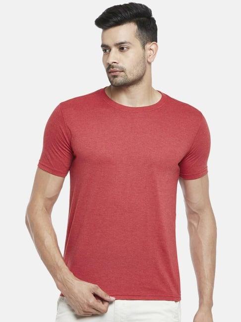 byford by pantaloons red melange cotton regular fit t-shirt
