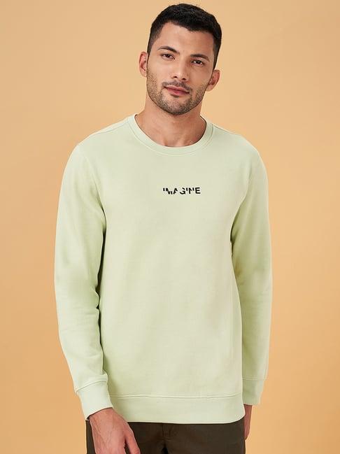 byford by pantaloons sage green slim fit printed sweatshirt