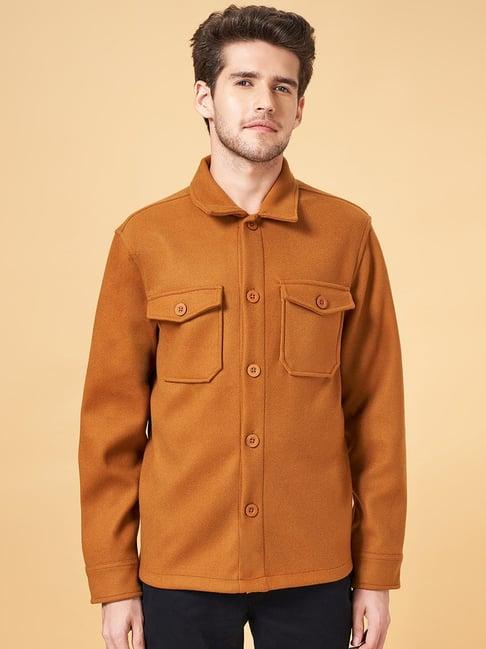 byford by pantaloons tan cotton regular fit jacket