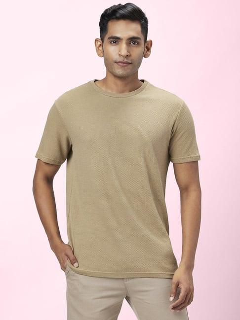 byford by pantaloons tan cotton slim fit t-shirt