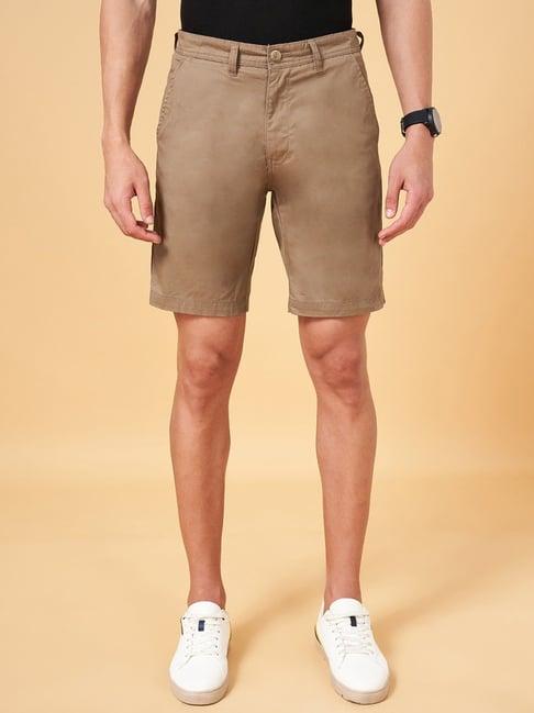 byford by pantaloons tan slim fit shorts