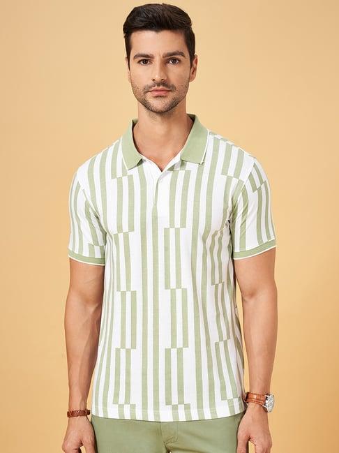 byford by pantaloons turquoise slim fit striped sports polo