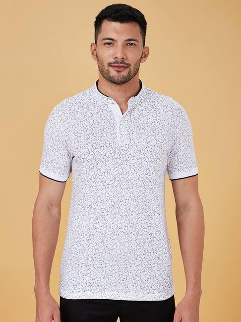 byford by pantaloons white slim fit printed t-shirt