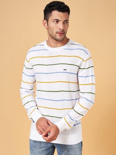 byford by pantaloons white slim fit striped sweater