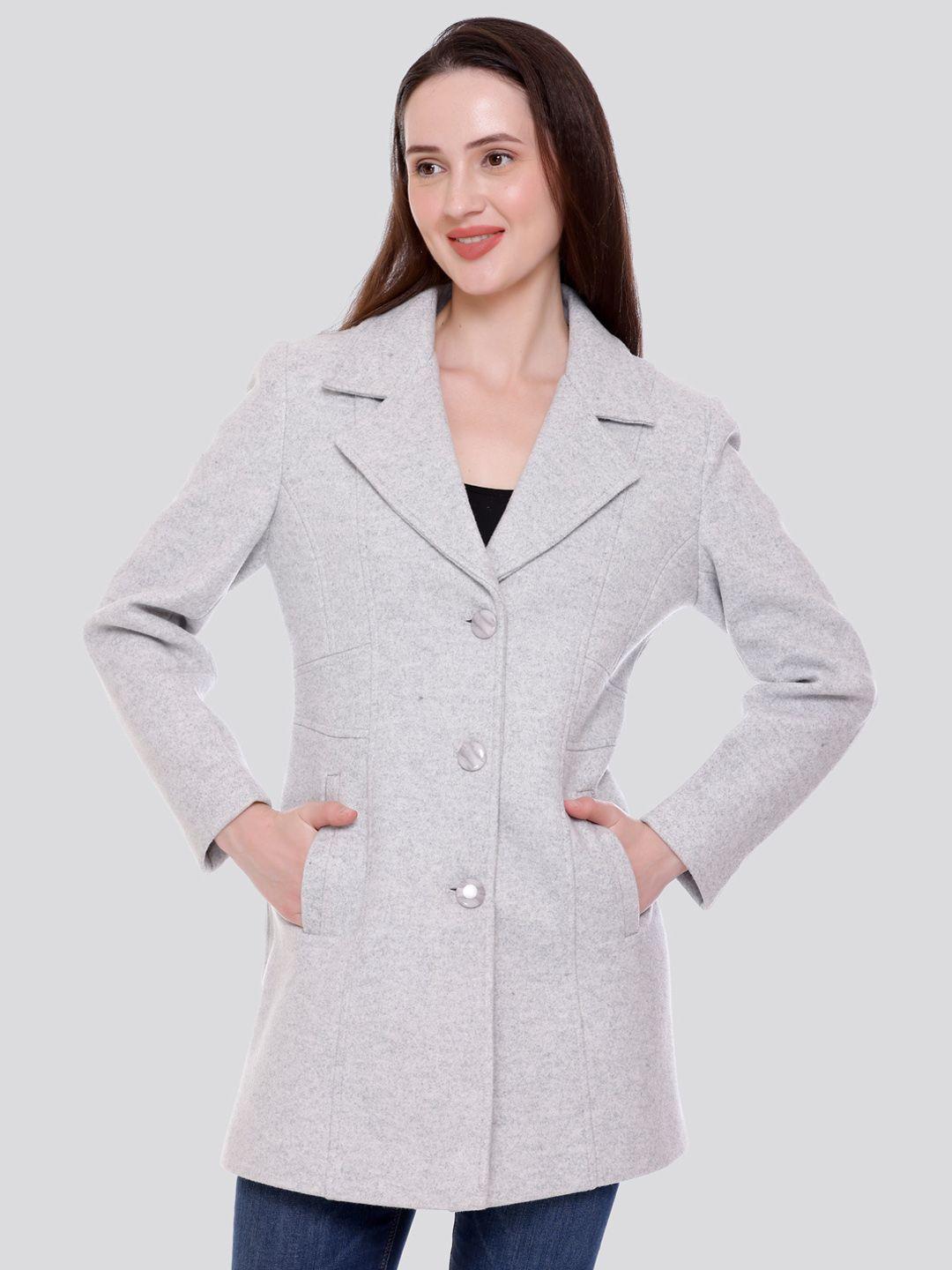 c-aerin notched lapel buttoned overcoat