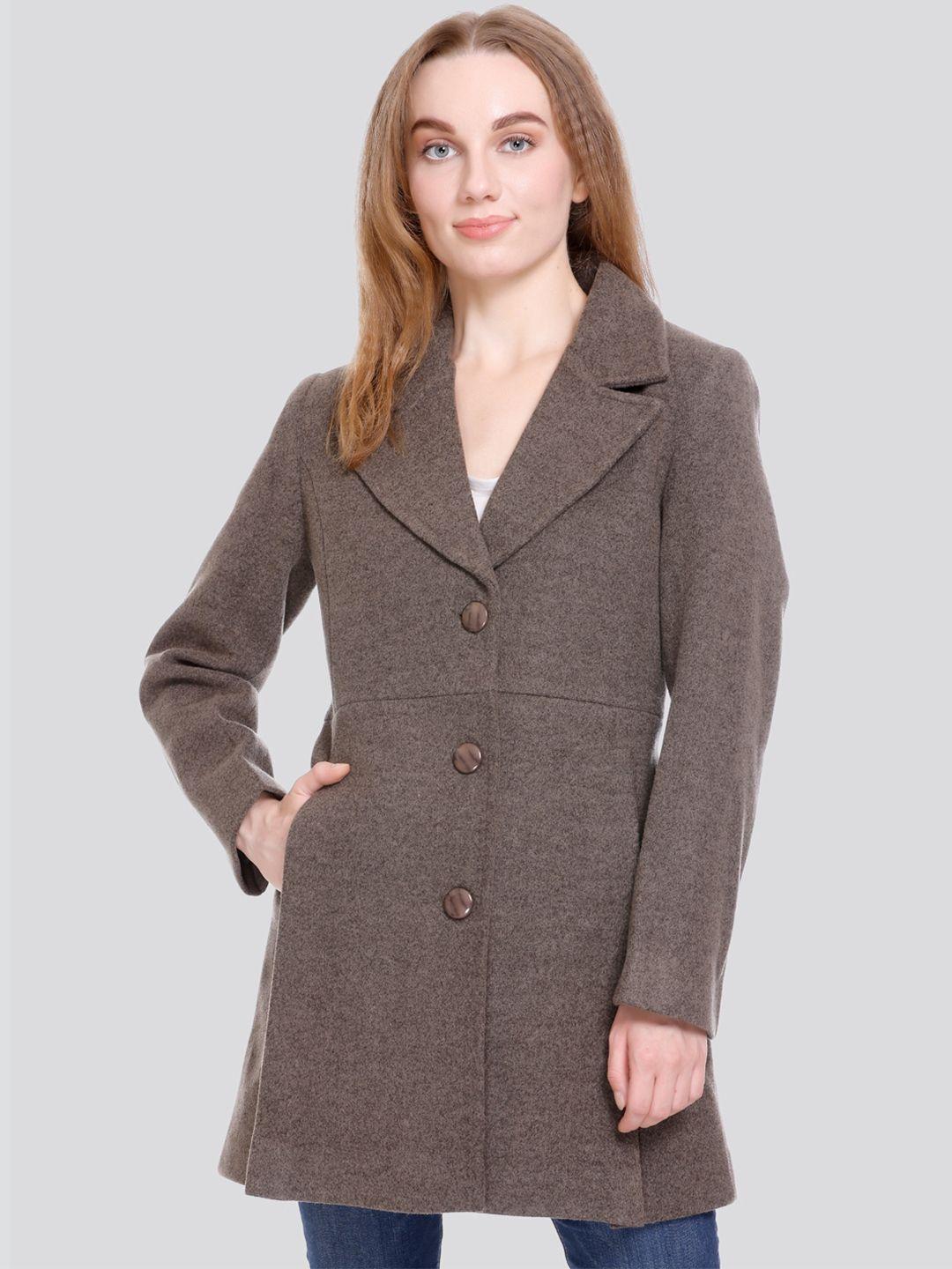 c-aerin self design slim-fit single-breasted overcoat