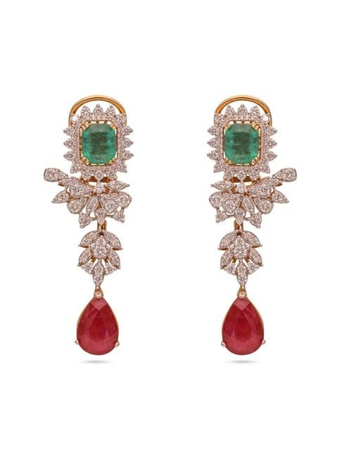 c.krishniah chetty 18k gold & diamond with gemstones dangler earrings for women