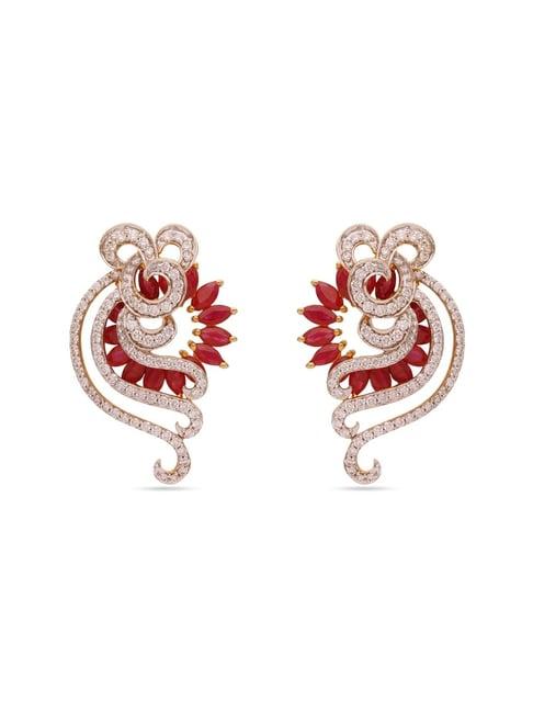 c.krishniah chetty 18k gold & diamond with gemstones stud earrings for women
