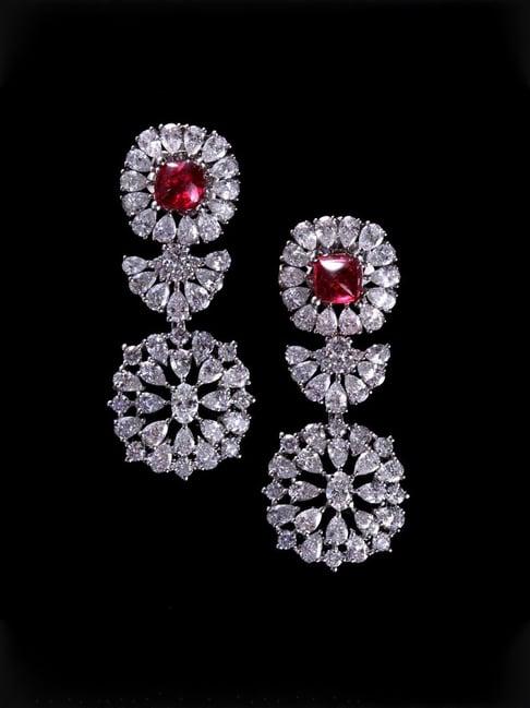 c.krishniah chetty 18k white gold & diamond drop earrings for women