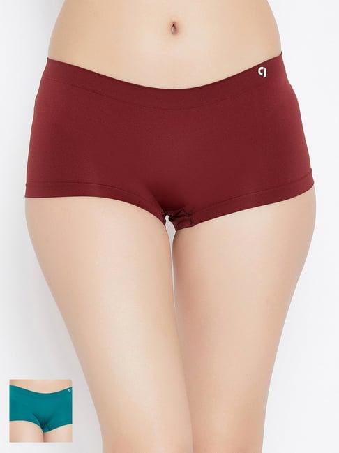 c9 airwear blue & maroon boy shorts panty (pack of 2)