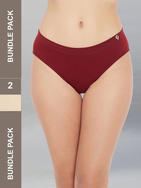 c9 airwear maroon & beige hipster panty - pack of 2