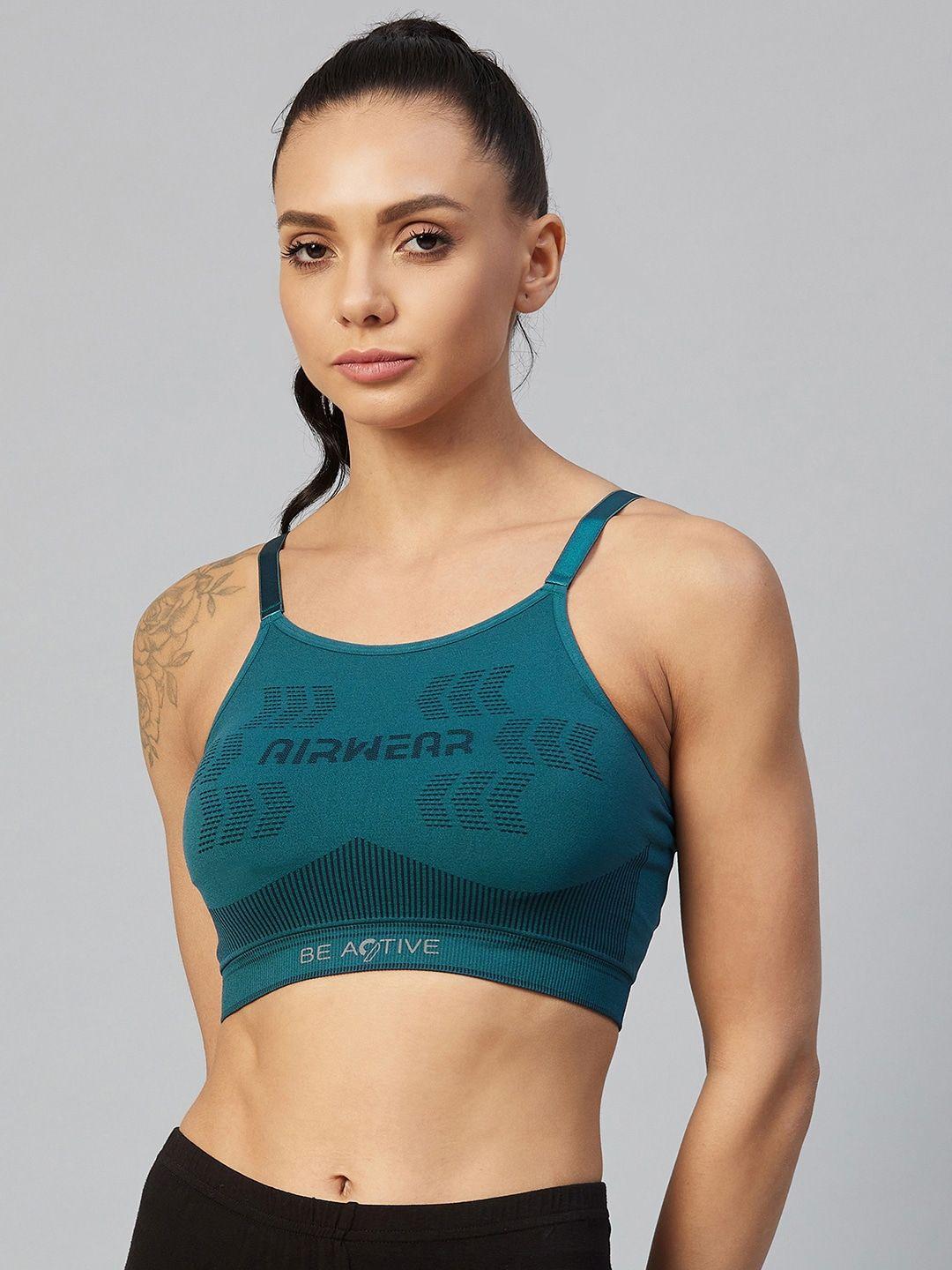 c9 airwear teal graphic printed lightly padded workout bra