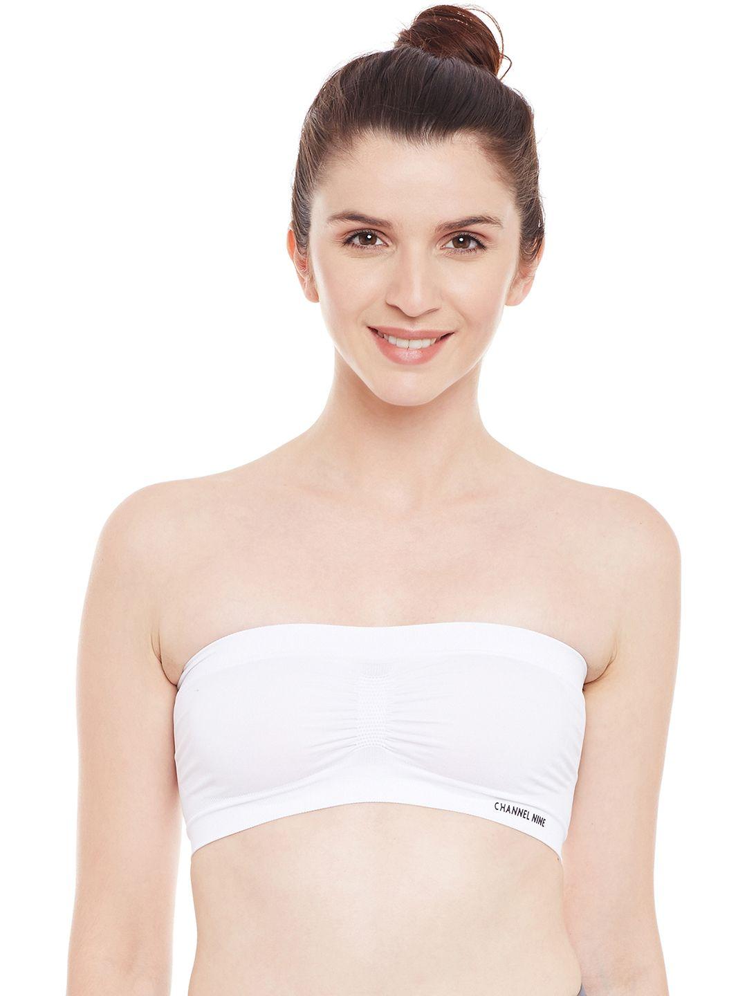 c9 airwear white solid non-wired non padded bandeau bra p2301