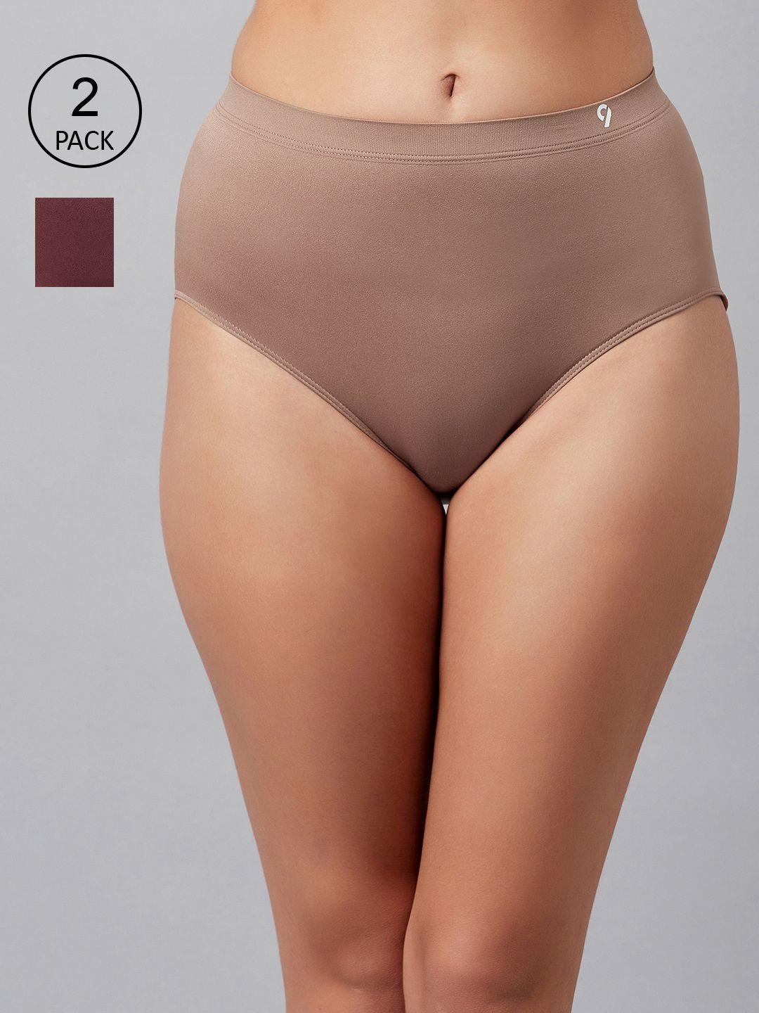 c9 airwear women pack of 2 maroon and brown seamless hipster briefs
