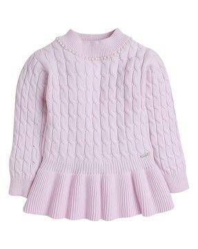cabel-knit round-neck pullover