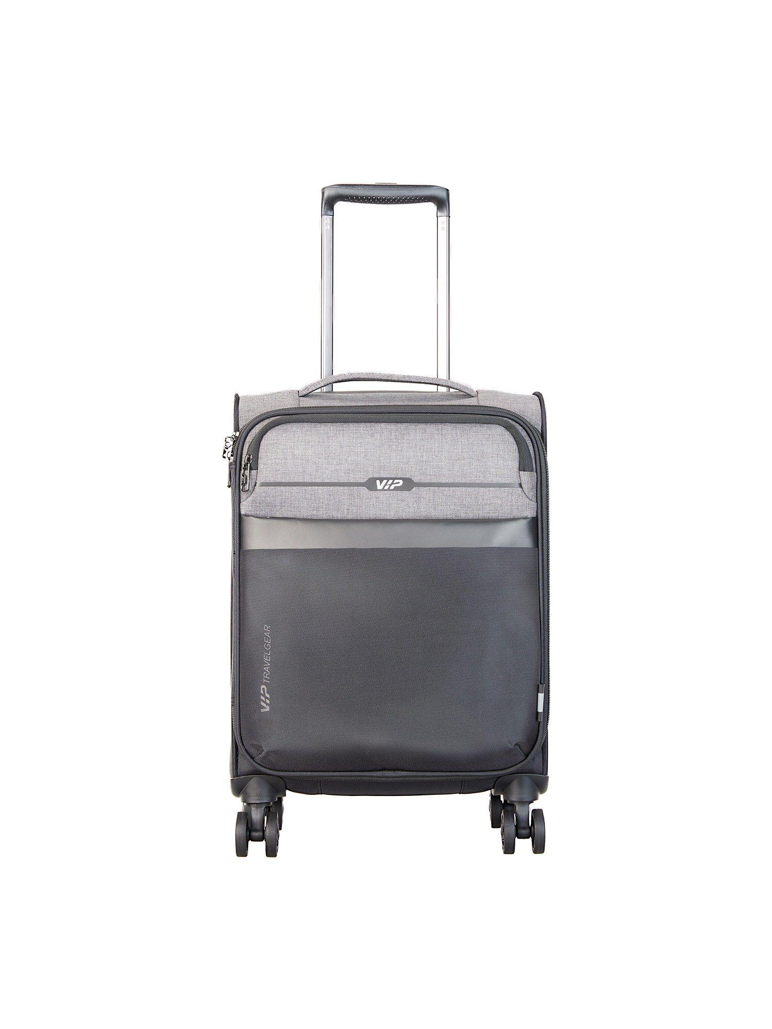 cabin trolley with 8 wheels on suitcase, 360 degree spin grey luggage bag